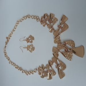 Gold necklace and earrings